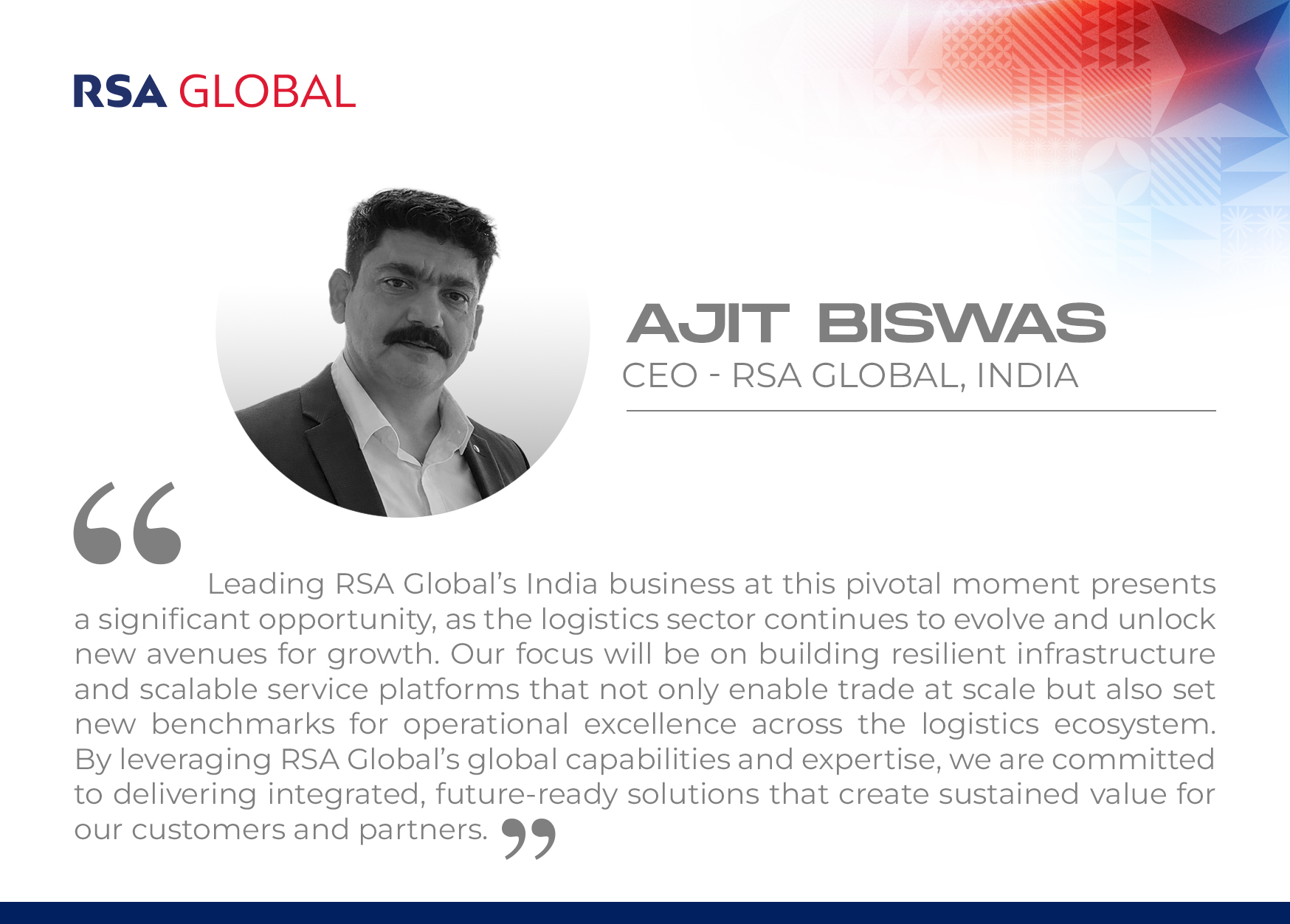 RSA Global Appoints Ajit Biswas to Lead India Business Expansion as CEO